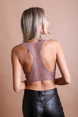 Rose Clay Lace Racerback Bralette