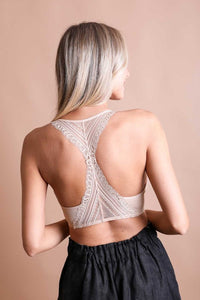 Sand Beige Lace Racerback Bralette