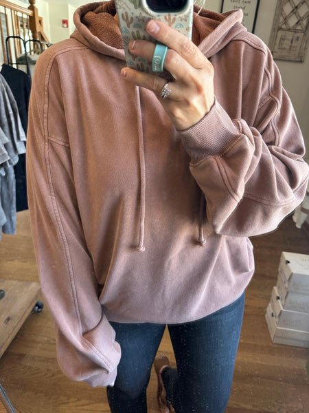 Chestnut Mineral Wash Hooded Pullover