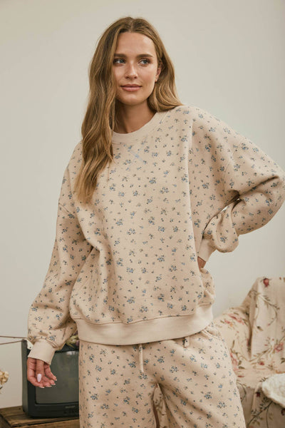 Oatmeal Ditsy Floral Crewneck Sweatshirt