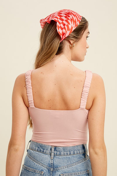 Padded Bow Bodysuit in Blush