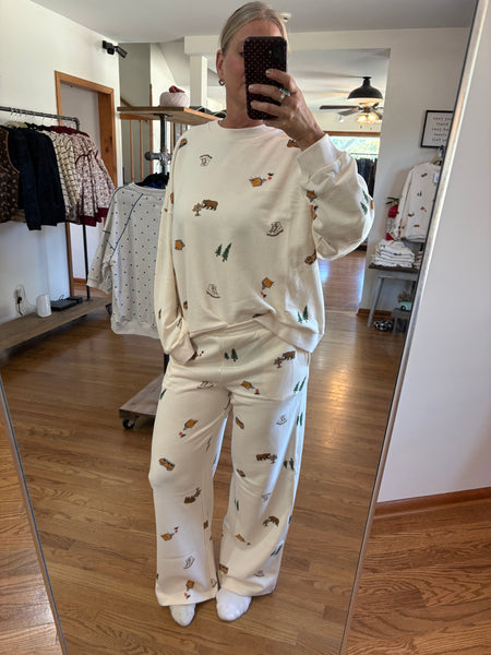 Cream Camping Long Sleeve Top