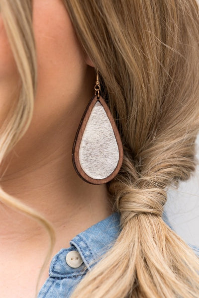 Leather & Wood Teardrop Earrings - More Styles!