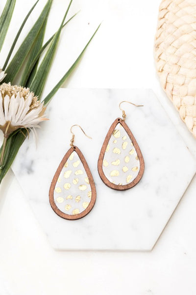 Leather & Wood Teardrop Earrings - More Styles!