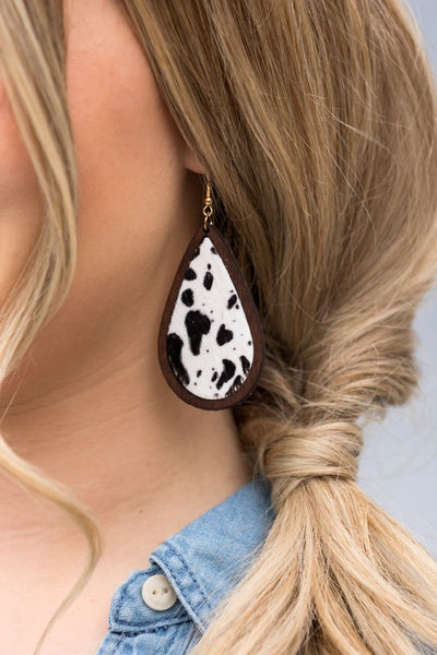 Leather & Wood Teardrop Earrings - More Styles!