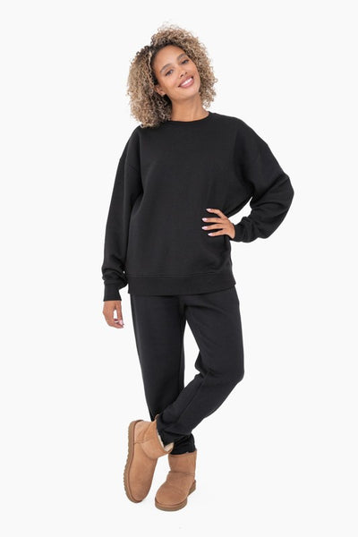 Black Oversized Fleece Sweatshirt