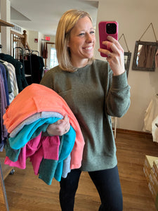 * FLASH DEAL * Brushed Melange Oversized Pocket Sweater - More Colors!