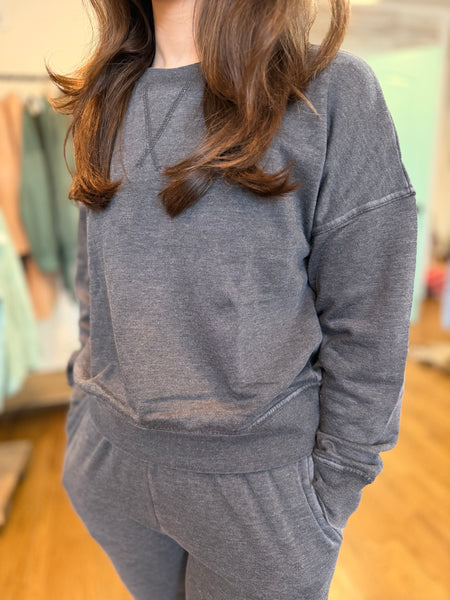 Black Burned Out Crewneck Sweatshirt