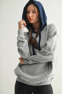 Heather Grey & Navy Dual Tone Fleece Hoodie