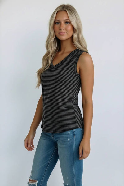 Charcoal & Black Stripe Everyday Tank Top
