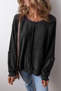 Black Raglan Sleeve Sweatshirt