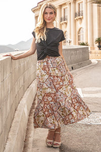 Boho Floral Patchwork Maxi Skirt