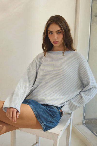 Sky Blue Striped Sweater