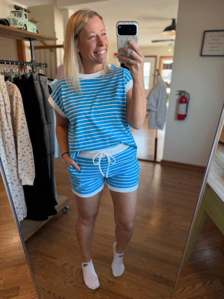 Deep Sky Stripe Tee & Shorts Set
