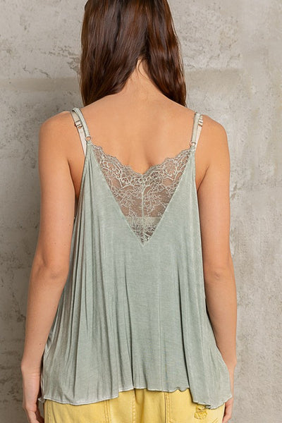 Sage Lace V-Neck Tank