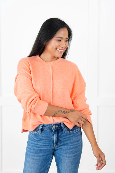 * FLASH DEAL * Brushed Melange Hacci Front Seam Sweater - More Colors!