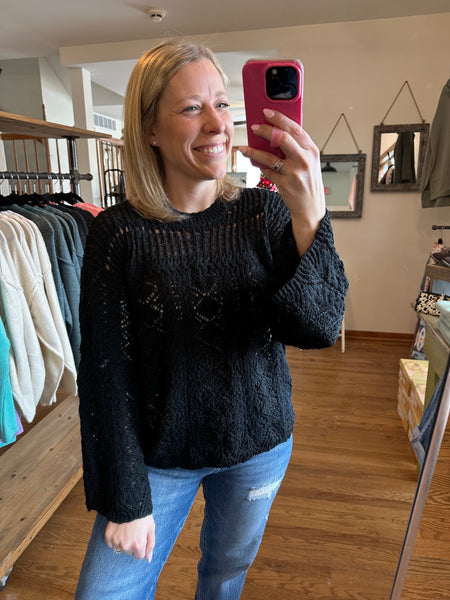 Black Knit Boho Sweater