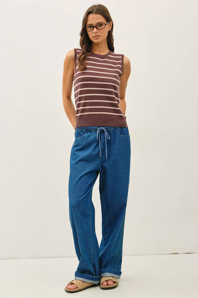 Chocolate Striped Sweater Tank