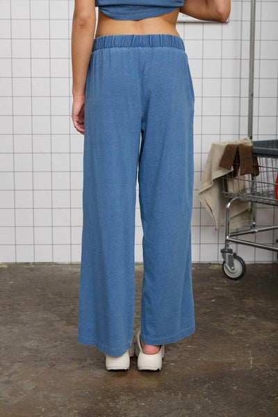 Dark Denim Elastic Waist Wide Leg Lounge Pants