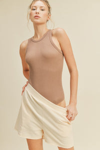 Seamless Ribbed Bodysuit in Taupe