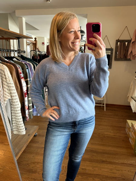 Baby Blue V-Neck Pullover Sweater