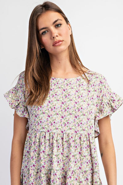 Lavender & Sage Floral Babydoll Dress