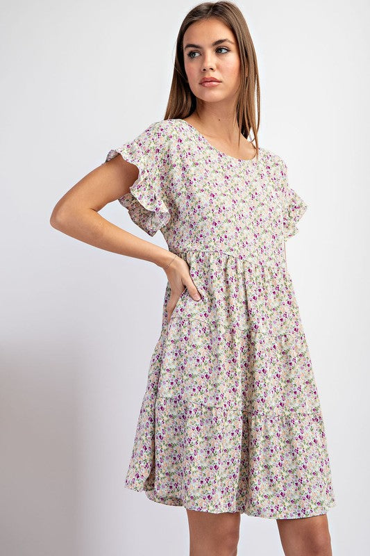 Lavender & Sage Floral Babydoll Dress