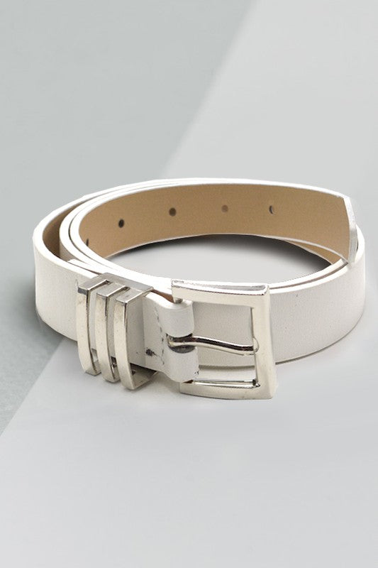 Square Buckle Belt in White