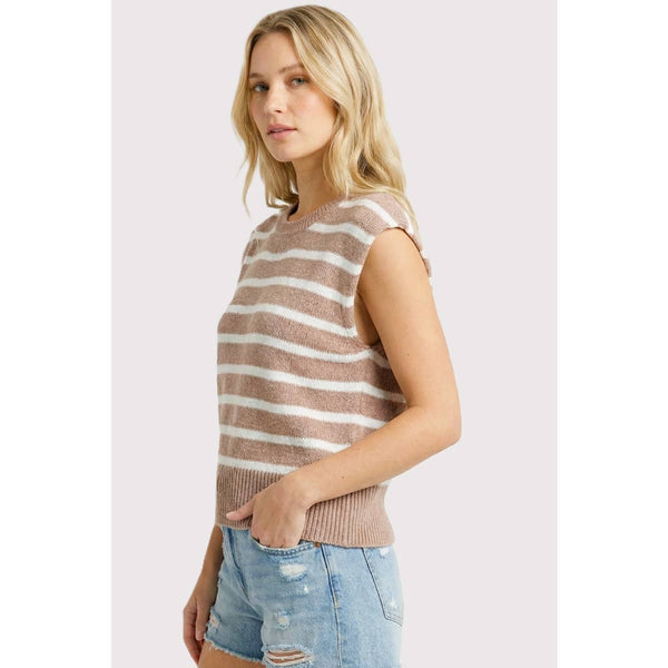 Light Mocha Stripe Sleeveless Sweater