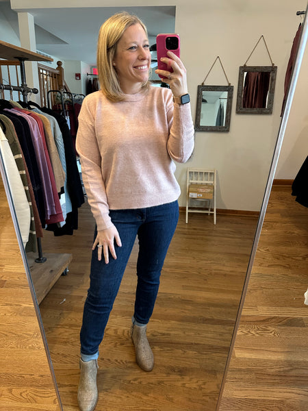 Dusty Pink Crewneck Pullover Sweater