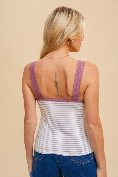 Grape Stripe Lace Cami