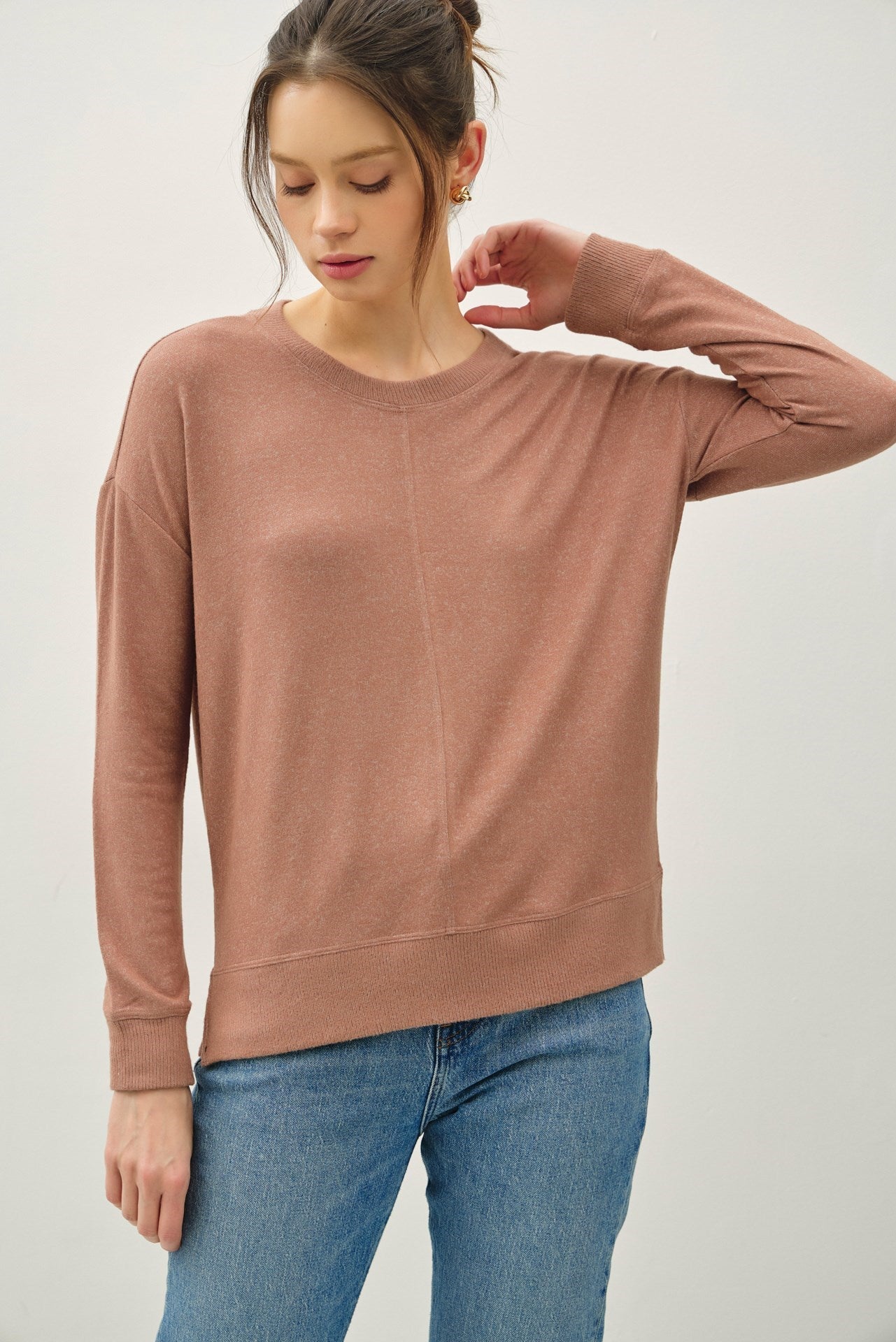 Chestnut Hacci Brushed Pullover