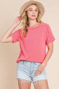 Ribbed Knit Top in Fuchsia