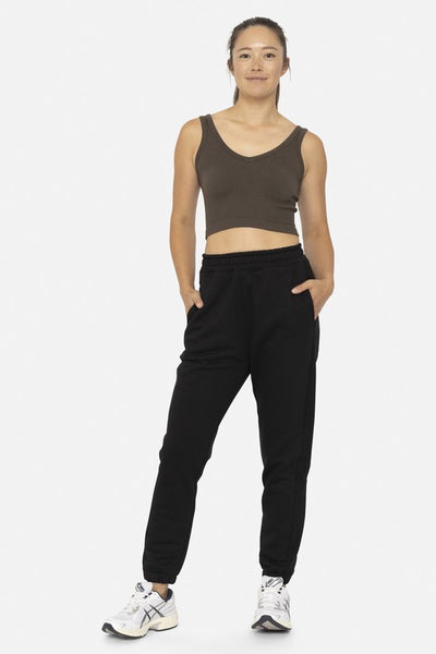 Black Cotton Blend Fleece Joggers