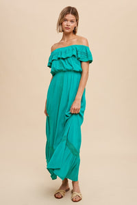 Kelly Green Off Shoulder Maxi Dress