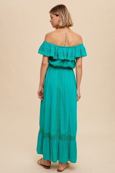 Kelly Green Off Shoulder Maxi Dress