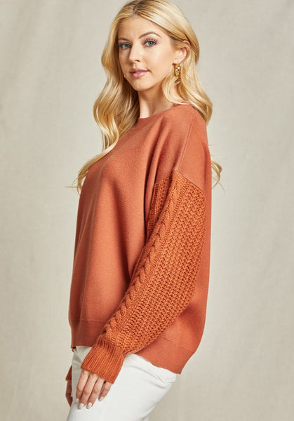 Rust Cable Knit Sweater