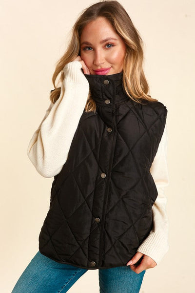 Quilted Puffer Vest in Black