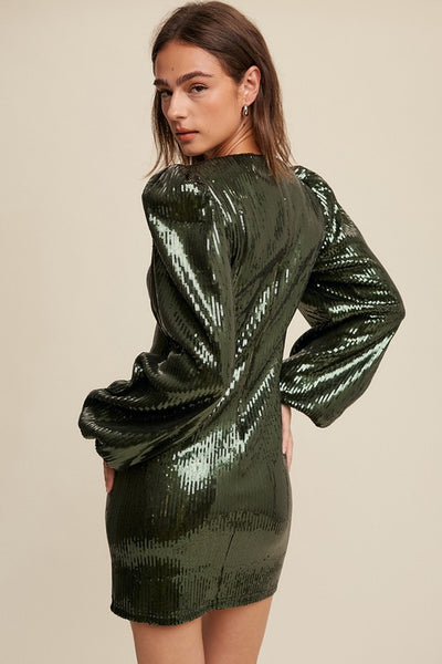 Time To Party Sequin Mini Dress in Emerald