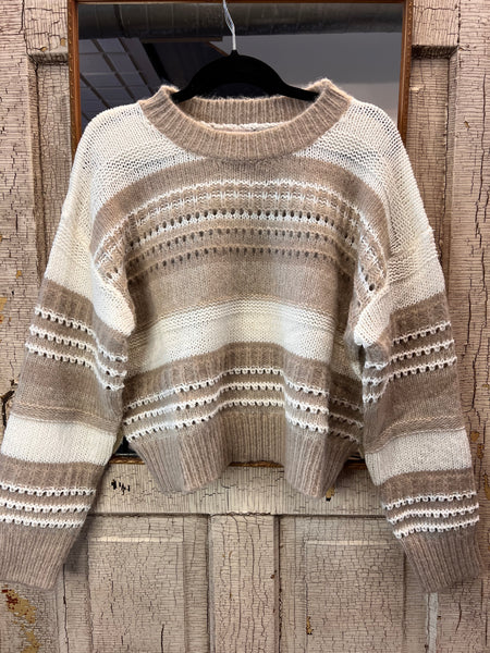 Taupe Stripe Textured Sweater