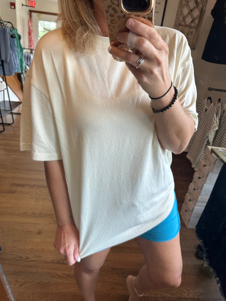 Brushed Hacci Oversized Boyfriend Tee in Natural