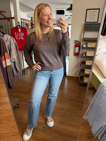 Espresso Burned Out Crewneck Sweatshirt