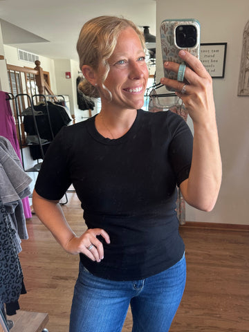Black Ultra Soft Basic Short Sleeve Top