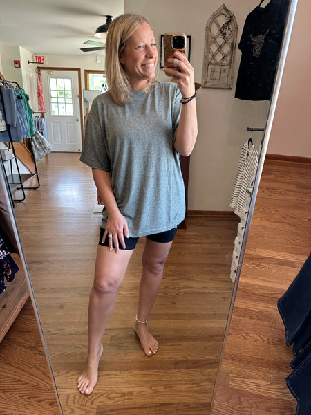 Brushed Hacci Oversized Boyfriend Tee in Black Olive