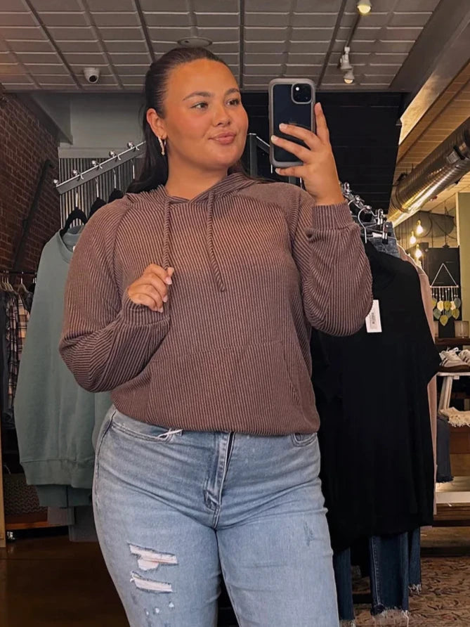 Espresso Ribbed Hooded Top (S-3XL)