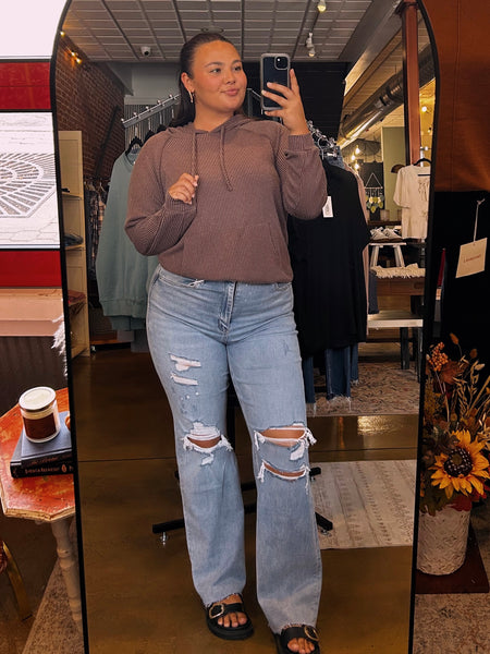 Espresso Ribbed Hooded Top (S-3XL)