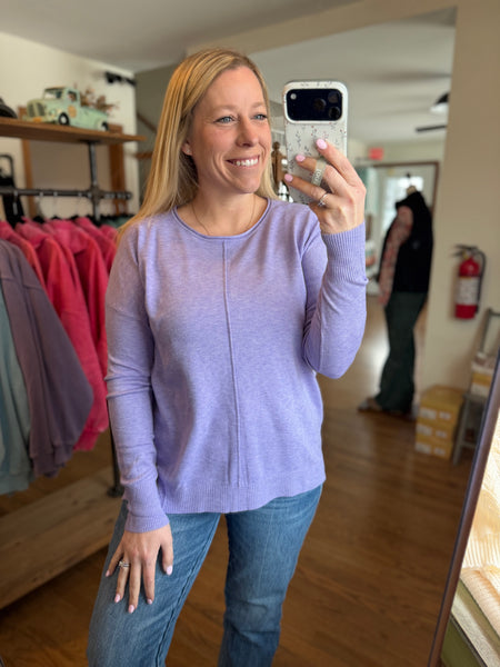 Heather Lavender Viscose Front Seam Sweater