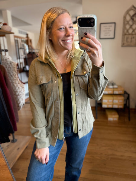 Sage Thermal Knit Textured Hooded Jacket