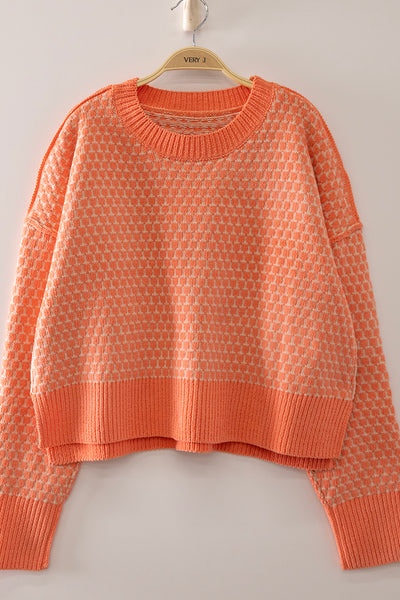 Coral Geometric Sweater