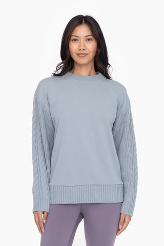 Smoky Blue Cable Knit Sweater